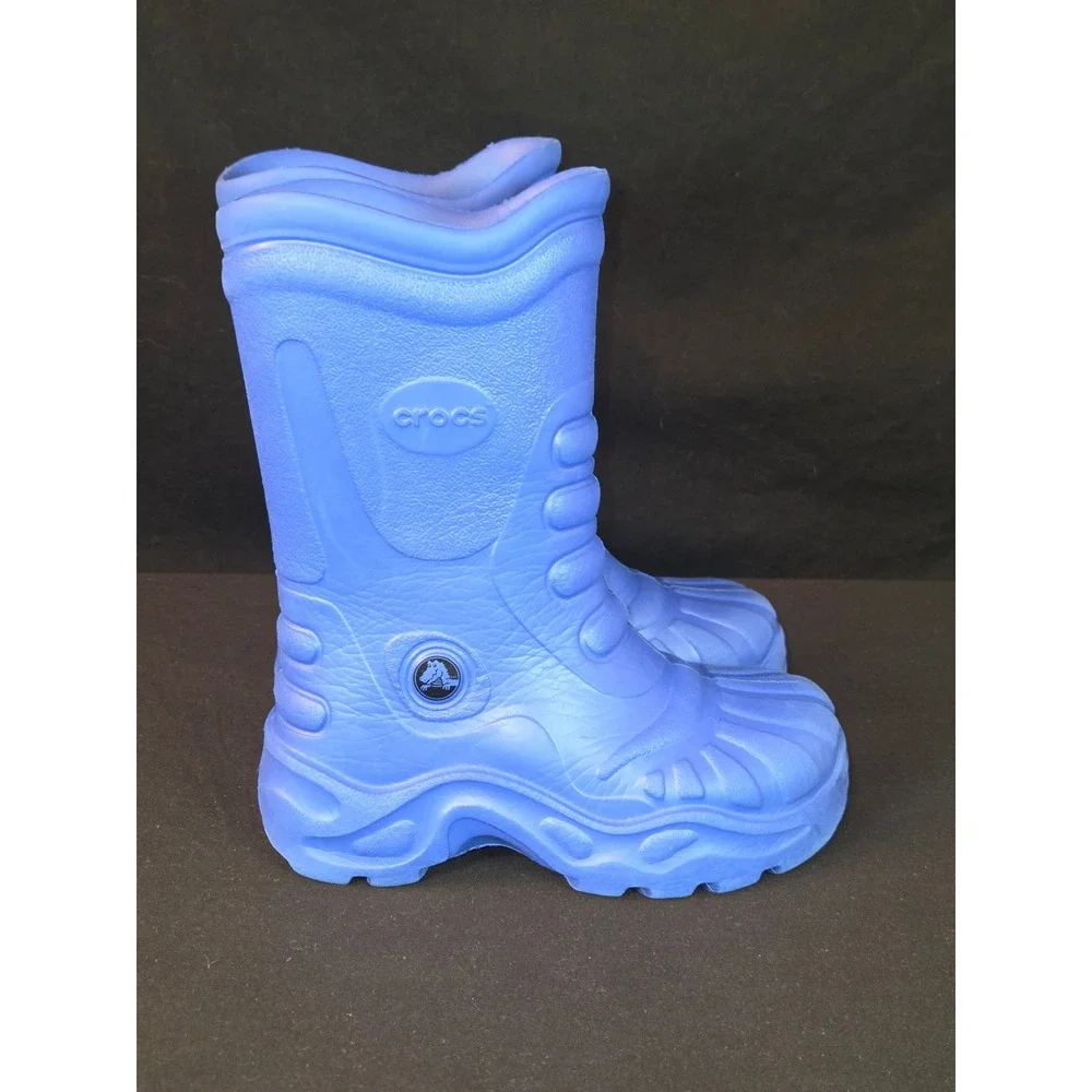 Crocs Kids‎ Blue Rubber Rain Boots Waterproof Muddy Puddle Jumper Size C10